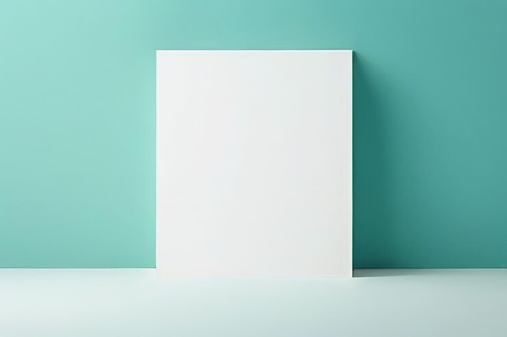 Vector white blank poster on blue background 3d rendering white blank poster on blue background 3d r