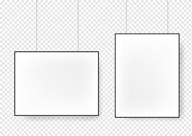 Вектор Белые пустые плакаты, висящие на переплетах