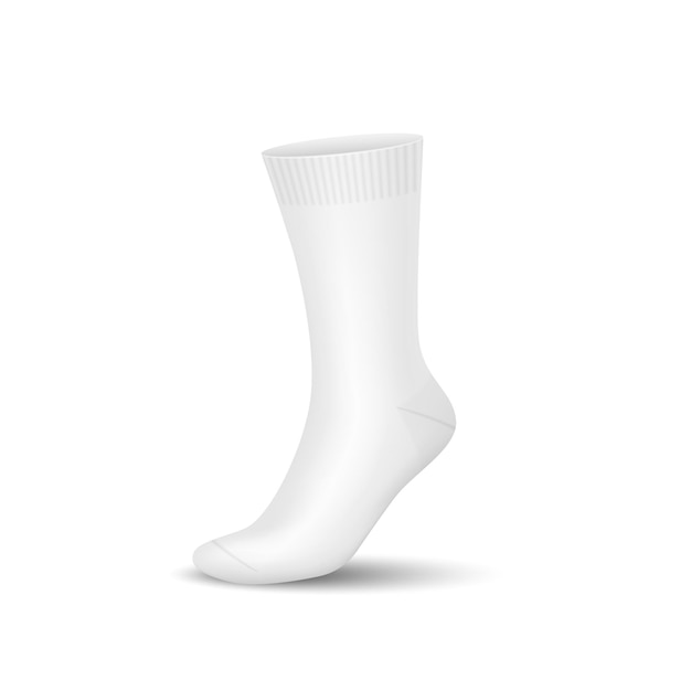 White blank sock of quarter middle cafl length mockup 3d realistic isolated on white background