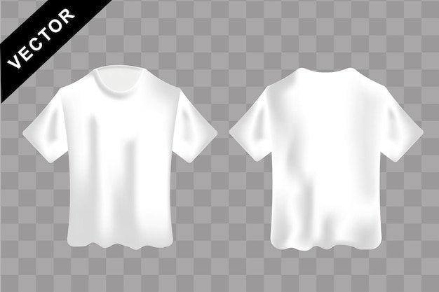 Vettore mockup realistico di t-shirt in bianco bianco manica corta sui lati anteriore e posteriore