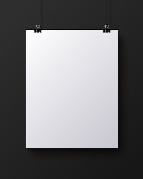 Vector white blank vertical sheet of paper, mock-up