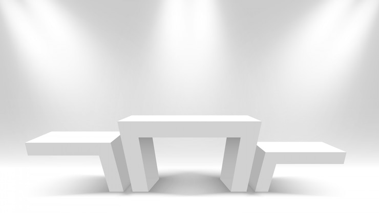Vector white blank winners podium. pedestal.  illustration.