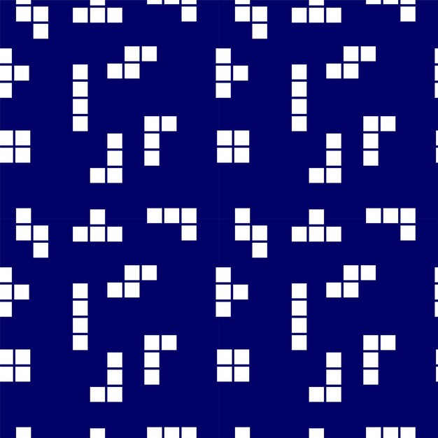 White Block Brick Shape Illustration in Dark Blue Background Seamless Pattern Design Template