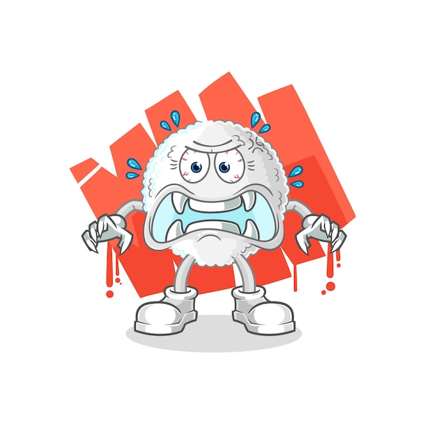 White blood monster vector cartoon character