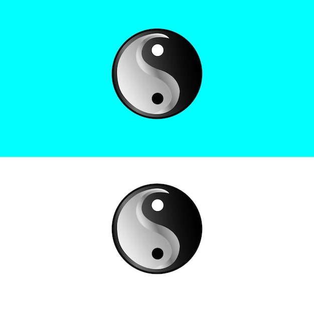 A white and blue background with a yin yang symbol on it.