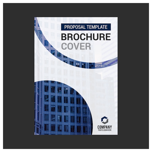 Vector white and blue business brochure