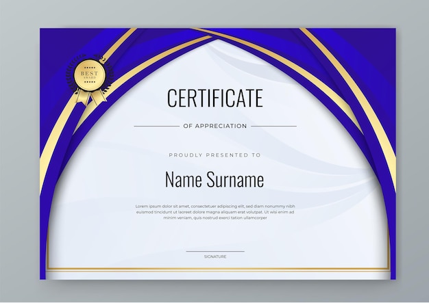 White blue and gold Two set certificate template with dynamic and futuristic element modern background