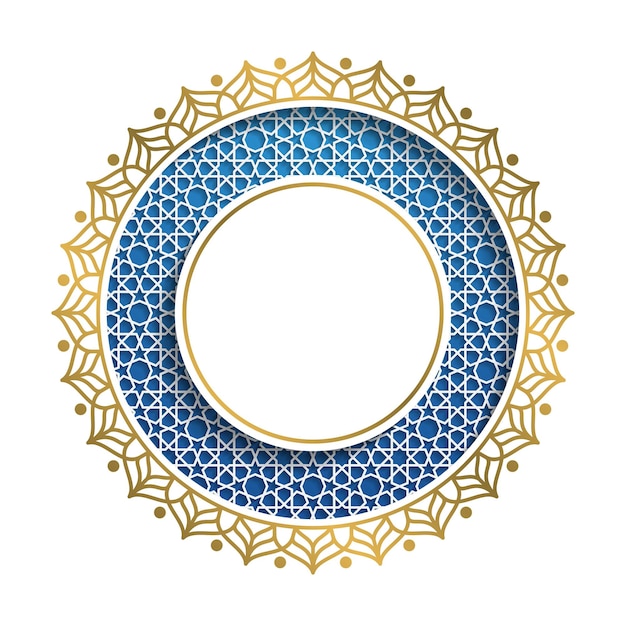 Sfondo islamico di lusso bianco e blu con cornice ornamentale decorativa ramadan kareem design vector