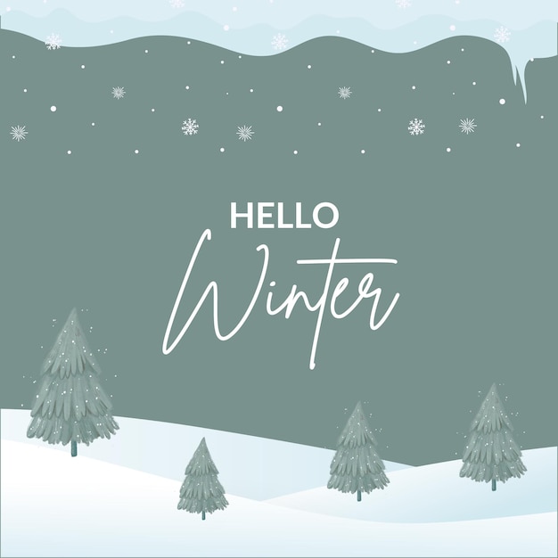 White Blue Minimalist Hello Winter Instagram Post