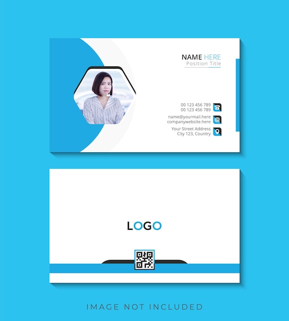 Vector white and blue simple business card template