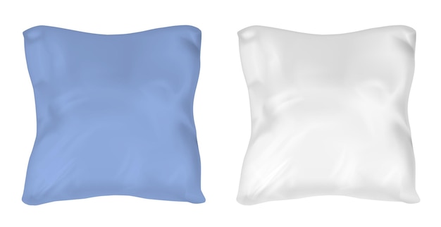 White and blue square pillow vector mock up