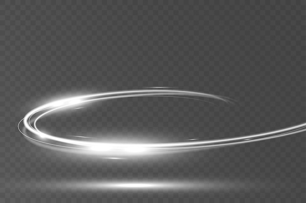 White blur trail wave circle silver line of light speedVector illustration