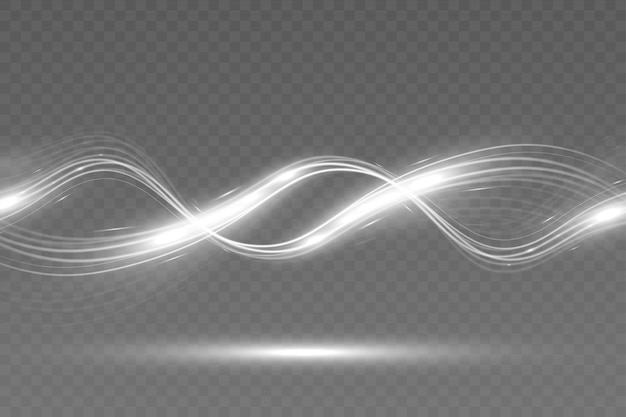 White blur trail wave circle silver line of light speedvector illustration