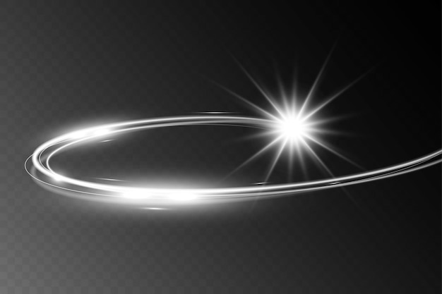 White blur trail wave circle silver line of light speedVector illustration