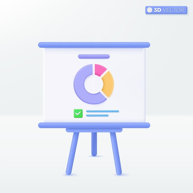 White board for presentation and projector tripod icon symbol equipment for conferences and marketing strategy business concept 3d vector isolated illustration design cartoon pastel minimal style