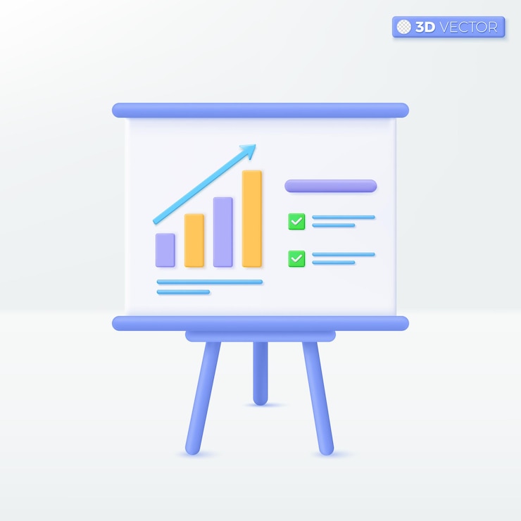Vector white board for presentation and projector tripod icon symbol equipment for conferences and marketing strategy business concept 3d vector isolated illustration design cartoon pastel minimal style