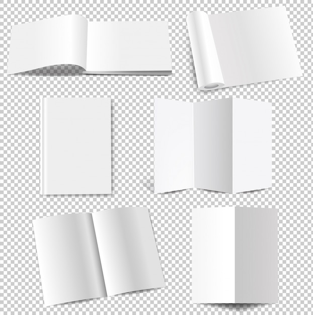 Vector white book template set on transparent