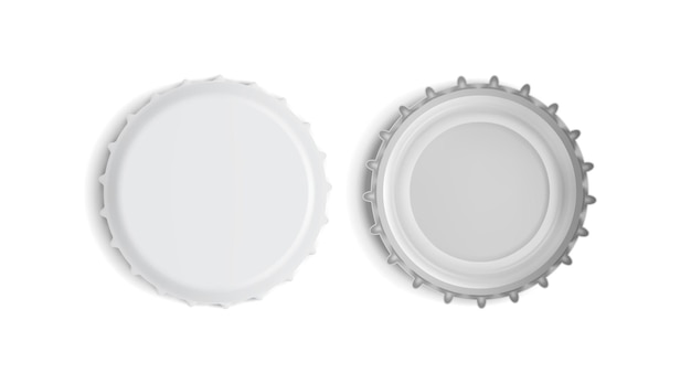 white bottle cap top and bottom view isolated