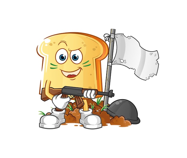 Vector white bread army character. cartoon mascot vector