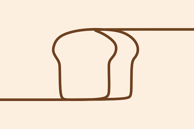 Vector white bread bake oneline continuous line art