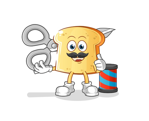White bread barber cartoon. cartoon mascot vector