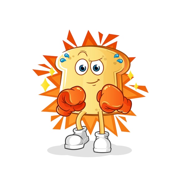 White bread boxer character. cartoon mascot vector