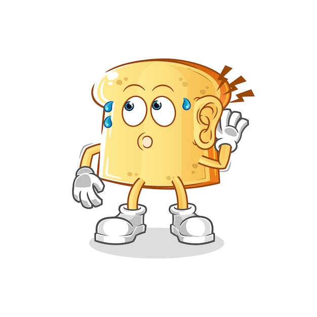 Vector white bread eavesdropping vector. cartoon character