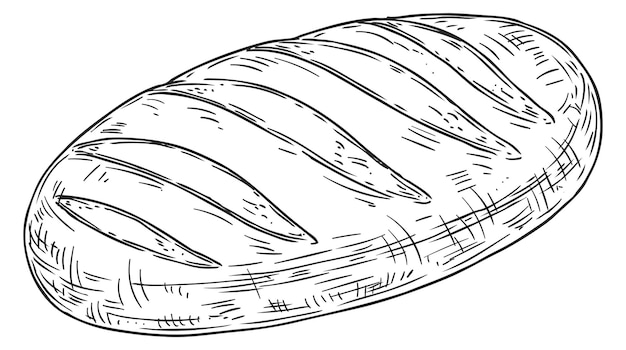 Вектор Гравировка на белом хлебе рисунок меню свежей пекарни