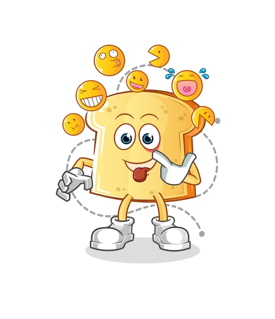 White bread laugh and mock character. cartoon mascot vector