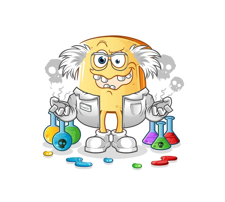 वेक्टर white bread mad scientist illustration. character vector
