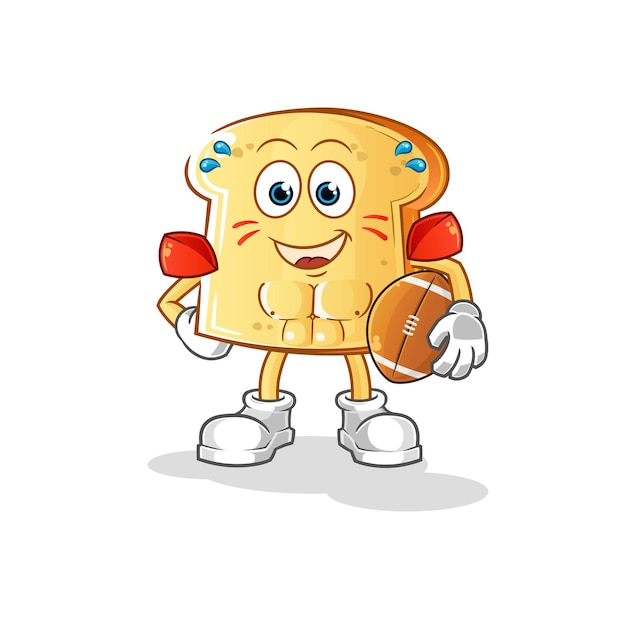 White bread playing rugby character. cartoon mascot vector