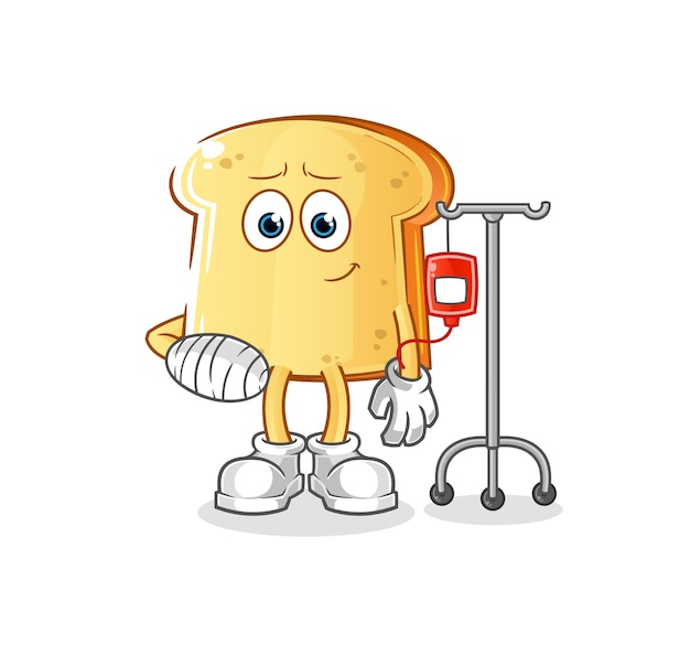 White bread sick in IV illustration. character vector