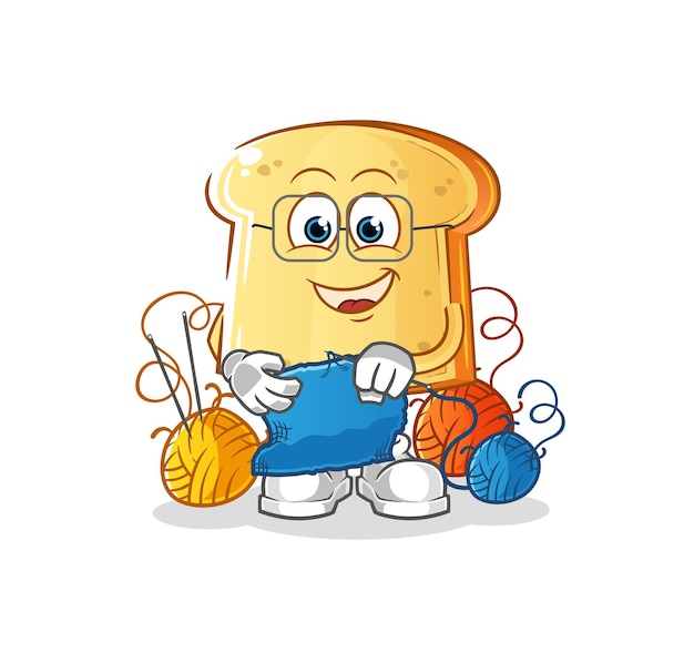 White bread tailor mascot. cartoon vector