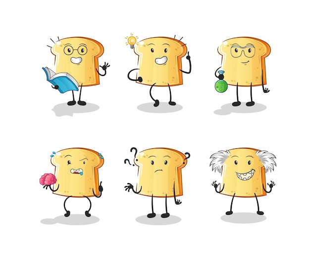 White bread thinking group character cartoon mascot vector