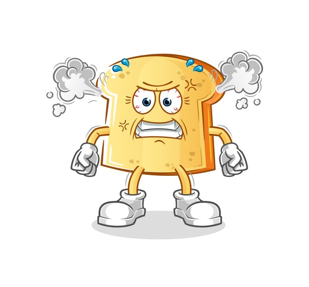 White bread very angry mascot. cartoon vector