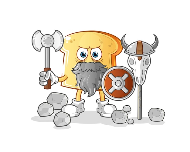 White bread viking with an ax illustration. character vector