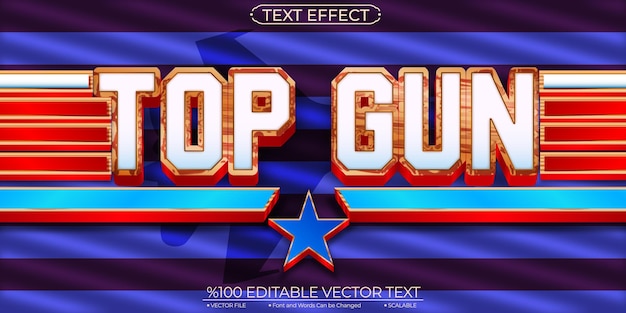 White and Bronze Shiny Freedom Usa Top Gun Editable and Scalable Vector Text Effect