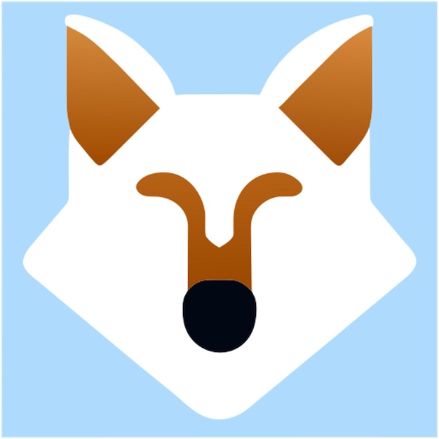 Vector a white and brown fox head with a black nose