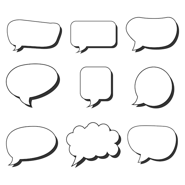 Vector white bubble text comic speech minimalist cute illustration