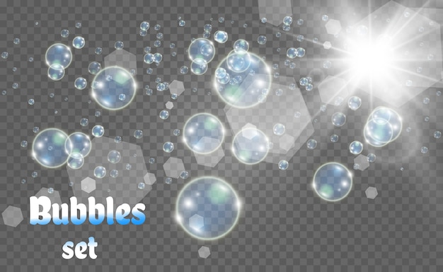 Иллюстрация белых пузырей. Мыльные пузыри.