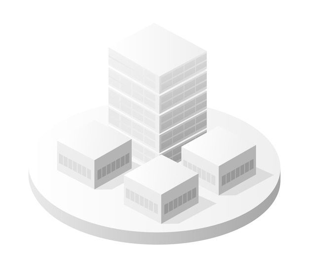 White building icon smart building home architecture is an idea of technology business equipment flat style urban isometric illustration