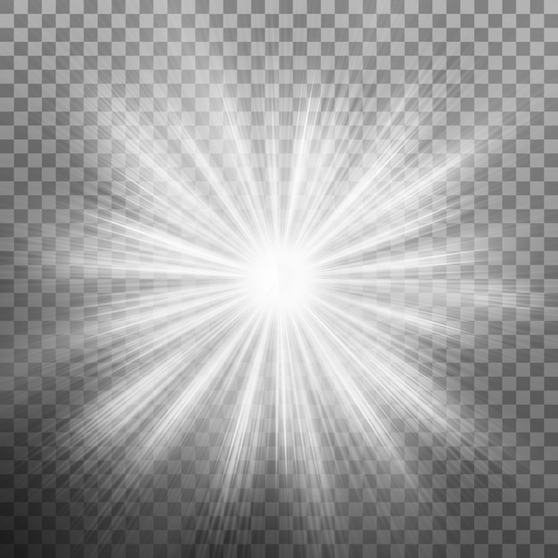 Vector white burst glowing light explosion. transparent background only in