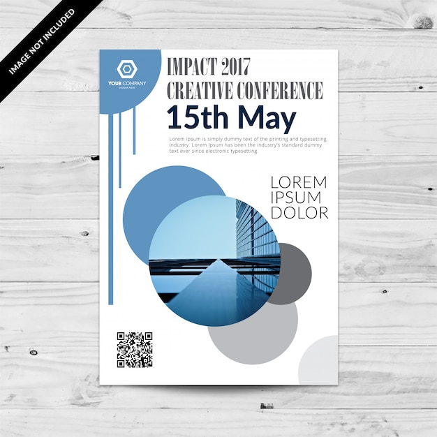 White business brochure with blue and grey details