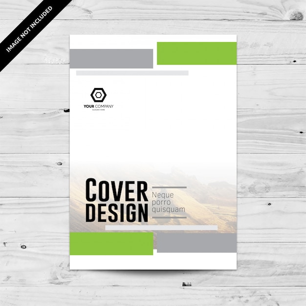 White business brochure with green shapes