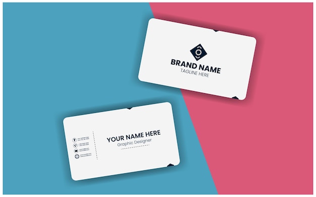 a white business card with a logo that says brand name on it