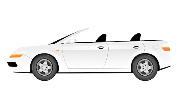 White cabriolet cartoon  illustration. Elegant summer car without roof  color object. Luxurious transport vehicle. Stylish personal automobile  on white background