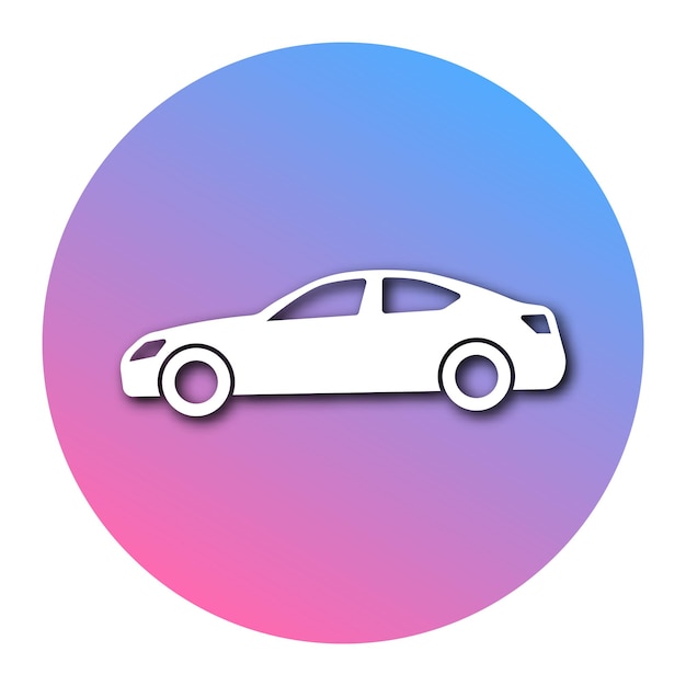 White car in circle with modern gradient