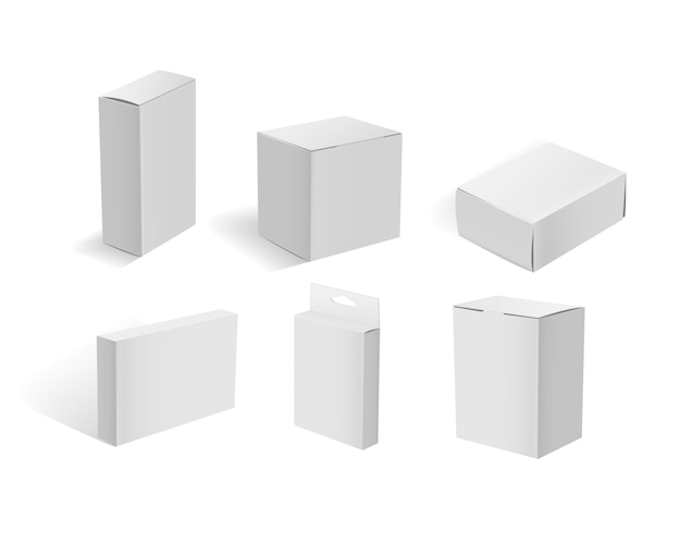 White cardboard boxes. Blank white packaging container