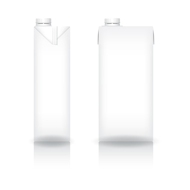우유 또는 유제품 모형 전면 보기용 흰색 나사 뚜껑이 있는 흰색 판지 상자