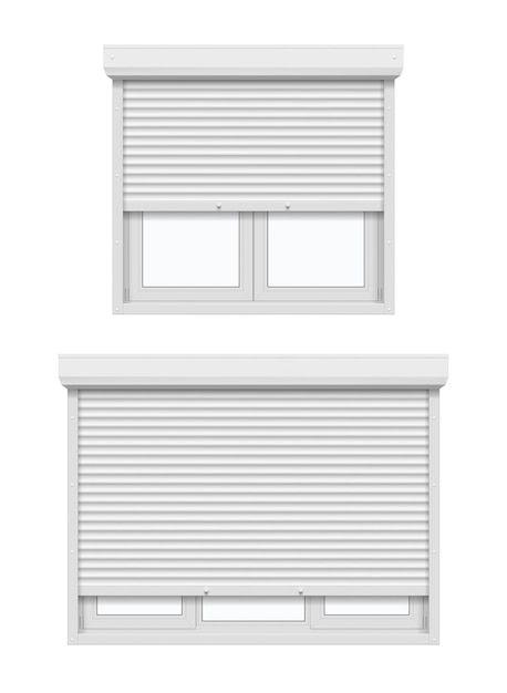 White casement windows with roller shutters